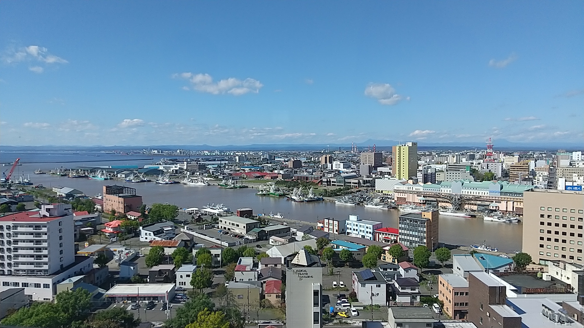 釧路市内 釧路川河口周辺の風景